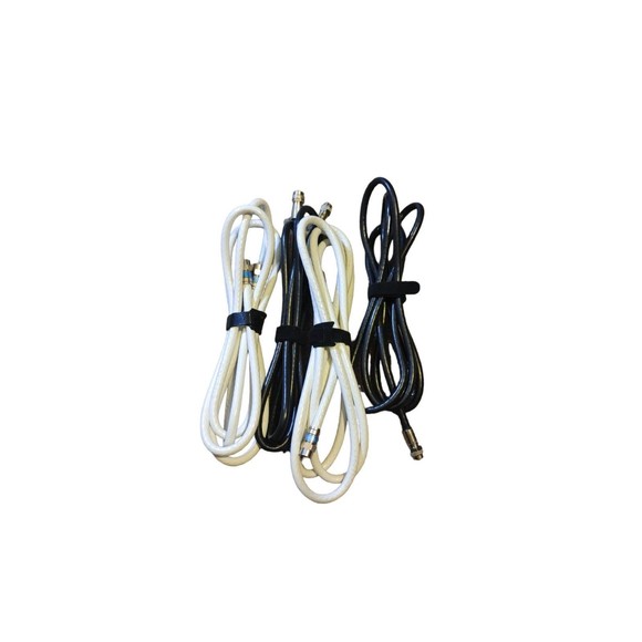 (4) Generic Series White/ Black Coax Cables RG6 Coaxial Cable Connectors CATV - Picture 1 of 5